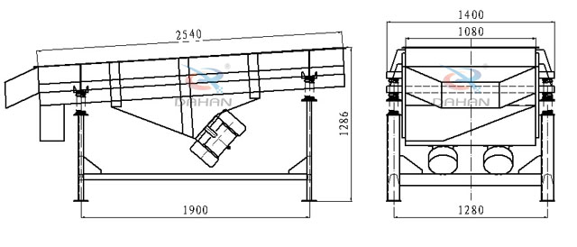 1025两层直线振动筛外形尺寸
